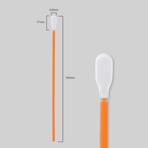 Lab Polyester Swabs 6.3" (100 pcs, Orange, Length/Swab Head Width=160 mm/6.5 mm) Long Cleaning Swabs Multipurpose Purpose Cleanroom Swab Sticks (A...
