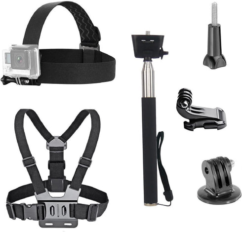 VVHOOY 3 in 1 Universal Action Camera Accessories Kit - Head Strap Mount/Chest Harness/Selfie stick Compatible with Gopro Hero 13 12 11 10 9 8 7 6...