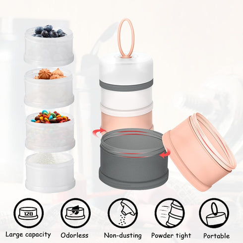 3 Packs Protein Powder Storage Container 4 Stackable Formula Dispenser Portable Protein Powder Travel Container Milk Powder Container to Go for Wo...