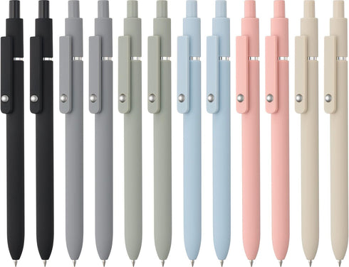 12 Pack Cute Gel Pens, Retractable Quick Dry Gel Ink Pen, Fine Point 0.5mm Black Ink Rolling Ball Gel Pens, Smooth Writing Aesthetic Pens for Home...