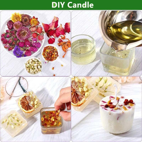 9 Bags Set Dried Flowers - Candle Making Soap Making DIY Candel Natural Flowers-Lemon,Lily,Don't Forget Me,Lavender,Mint Leaf,Rose Petal, Red Rose...