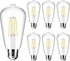 ST64 Edison LED Bulb 6W Equivalent 60W High Brightness Daylight White 4000K 700 Lumens E26 Base 85+ CRI Non-Dimmable Clear Glass 6 Packs...