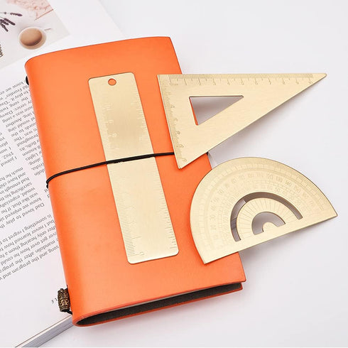 1 Piece Gold Brass Retro Semicircle Protractor Drawing Copper Ruler Angle Measure Tool Stationery Math Geometry Gift...