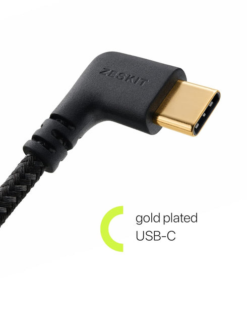 Zeskit MFi Certified Lightning to USB C Cable Right Angle 10cm Braided...