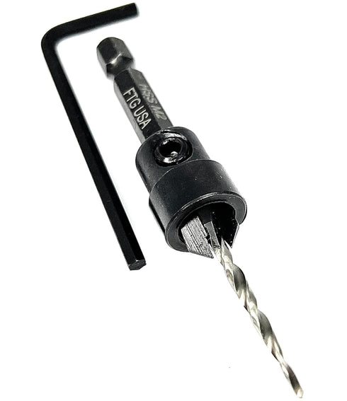 Adjustable Wood Countersink Drill Bit #4 (7/64") with Tapered Drill Bit for Woodworking...