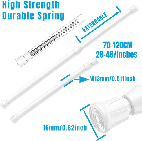 AIZESI Spring Tension Curtain Rods Short Tension Rod (White,27" to 37"-4Pcs)...