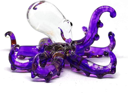 ZOOCRAFT Glass Sea Octopus Figurine Miniature Hand Blown Purple Coastal Style Home Decor Gift Collectible...
