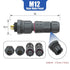 AOHUA M12 Waterproof Connector IP68 Outdoor Electrical plug for 2 Or 3-pin Cables Ø 4.5-7.5mm UL Certification (Black)(6 Pack)...