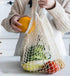 4 Pack Portable Reusable Grocery Bags Fruit and Vegetable Bag Washable Cotton Mesh String Organic Organizer Shopping Handbag Long Handle Net Tote ...