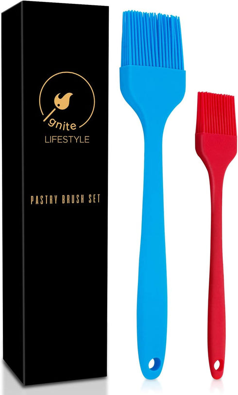 Silicone Pastry Brush - 2pcs Basting Brush for Cooking, Baking & BBQ - Easy to Clean Grill Brush - Heat Resistant Silicone Brush - Basting Brushes...