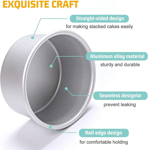 HomeMall 4 Inch Aluminum Round Cake Pan, 8 Pieces Non-stick Mini Cake Baking Pan - Layer Baking Round Cake Pans Set for Home Kitchen DIY Baking To...