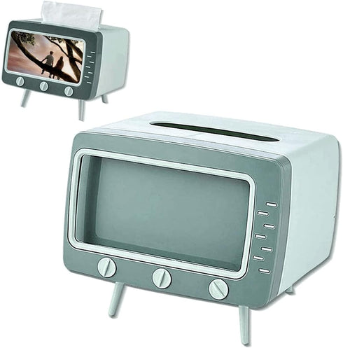SGVAHY Tissue Box Holder Retro TV Tissue Box Cover Cute and Practical Cell Phone Holder Tampon Holder for Bathroom Kitchen Bedroom Dressers Desks ...