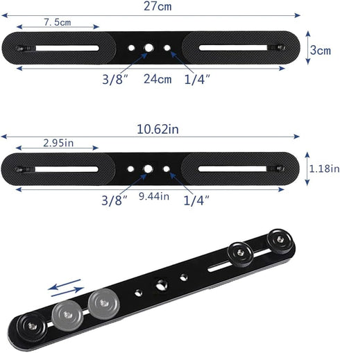 30cm Dual Speedlite Camera Mount Tripod Bracket Flash Extension Bar,10" Dual Tripod Bracket for Camera,LED Video Light,DSLR Camera,Flash Light...