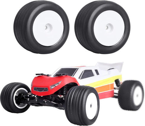 PreGlued 1/18 Buggy Tires 2PCS Front Tires 8mm Hex Wheels for Wltoys Losi Mini-T 2.0 HPI HSP 1/18 RC Off-Road Car (White Rims)...