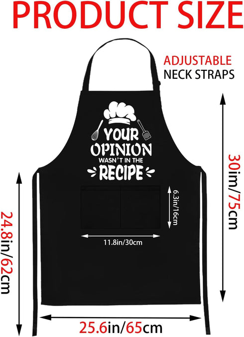 Your opinion Your opinion is not in the recipe, Fun Women's Apron (Black) with 2 Tool Pockets, One Size Fits All, Adjustable Straps, Cooking, Gril...