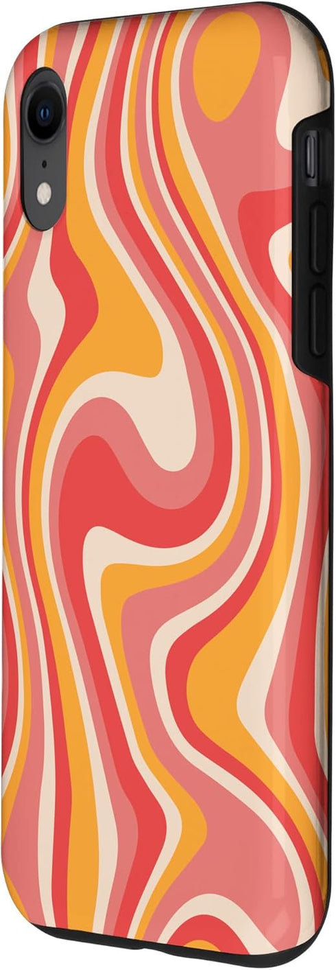iPhone XR Retro Groovy Liquid Swirl Hippie 70's 80's Psychedelic Phone Case...
