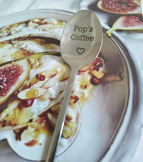 Pop Gifts Coffee Spoon from Grandkids Grandchildren Fun Pop's Coffee Spoons for Grandpa Papa Coffee Lover Gifts for Grandfather Granddaddy Christm...