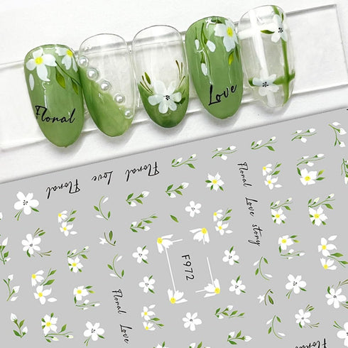 6 Sheets Flower Nail Art Stickers 3D Self-Adhesive Flower Nail Decals Spring Daisy Blossoms Design Floral Nail Sticker Spring Summer Nail Art Supp...