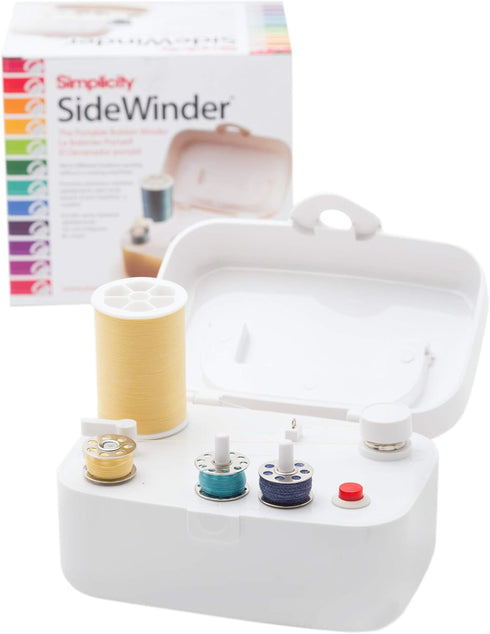 Simplicity 388175A Sidewinder Portable Automatic Bobbin Winder Machine, 120 Voltage, White...