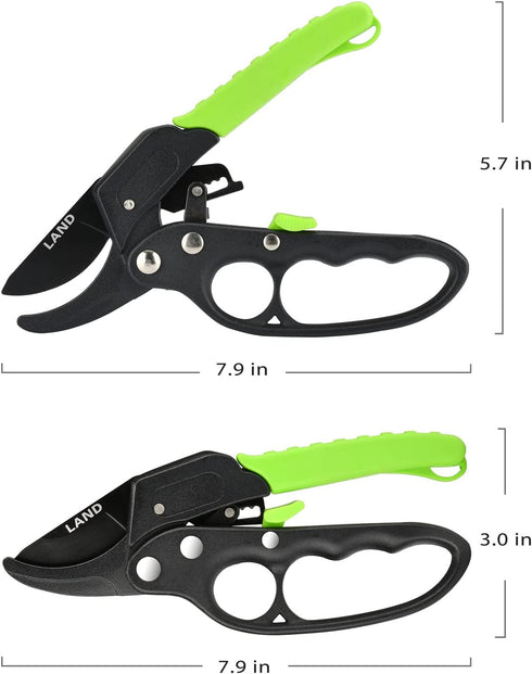 LAND Garden clippers 8" Professional Ratchet Anvil Pruning Shears, Ratcheting Mechanism, Anvil Groove, Garden Shears Clippers, Anvil Pruner, Hand ...
