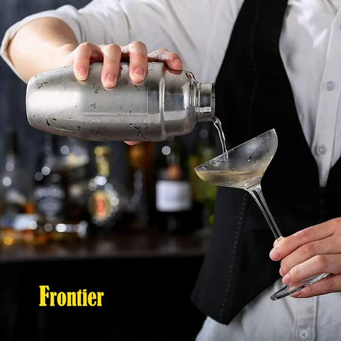 FRONTIER Cocktail Wine Shaker - Stainless Steel Martini Shaker with Cap and Strainer - 10OZ...
