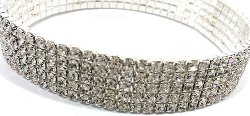 Women Rhinestone Stretch Ankle Bracelet Silver Sparking Tennis Bracelet Crystal Anklet Foot Chain Jewelry (5 Row - 2pcs)...