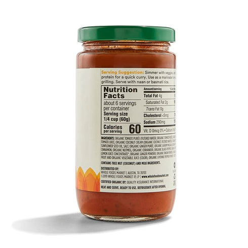 365 by Whole Foods Market, Organic Tikka Masala Sauce, 12 Ounce...