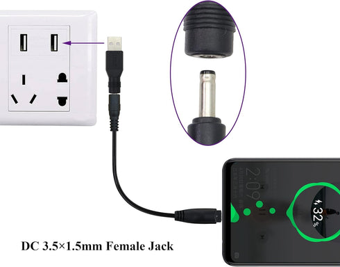 (2 Pack) USB to DC 3.5×1.35mm Power Adapter 5 Volt USB 2.0 A Male to DC 3.5×1.35 mm Female Jack DC 5V Barrel Power Plug Charger Cord Connector for...
