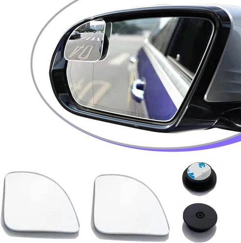 2 PCS Fan Shaped Frameless Wide Angle Blind Spot Mirror, Car Blind Spot Mirror, HD Convex Glass Angle Adjustable, Fit for Most Cars (Transparent)...