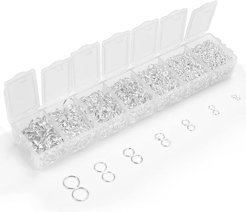 (2300 Pcs) Assorted Silver Jump Rings for Crafts Jewelry Making Supplies - 7 Sizes (3mm to 10mm) DIY Open Jump Ring Hoops for Chain, Necklaces Lin...