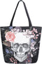 Naanle Day of The Dead Canvas Tote Bag - Large Women's Casual Shoulder Handbag, Floral Skull Reusable Multipurpose Heavy Duty Shopping Grocery Cot...