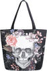 Naanle Day of The Dead Canvas Tote Bag - Large Women's Casual Shoulder Handbag, Floral Skull Reusable Multipurpose Heavy Duty Shopping Grocery Cot...
