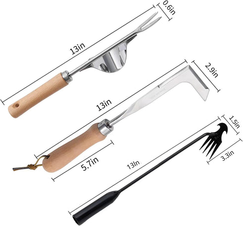 Hand Weeder Tool Garden Weeding Tool, Uprooting Weeding Tool Gardening Weeder Tool, Stainless Steel Gardening Tools for Yard and Garden, 3 Pcs...