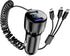 66W Super Fast Car Charger, Mini USB TypeC PD QC4.0 Dual Port Automotive Phone Charger Adapter with 3 Coiled Cable, Compatible with 13 14 15 Pro M...