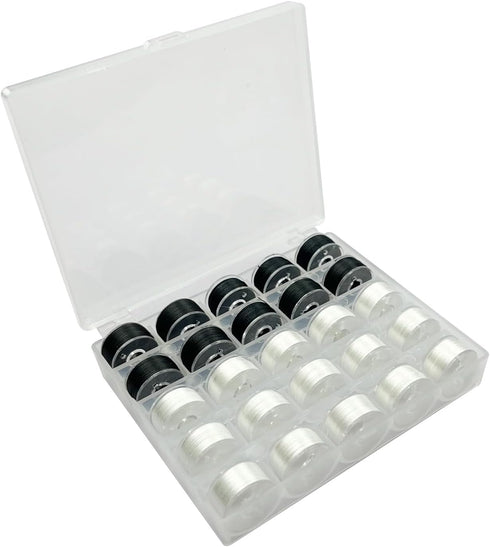 Wennuo Sewing Machine Bobbins Box, 25 Slots Empty Bobbins Spools Box, Sewing Craft Plastic Case Storage Box for Sewing Machine 1 Pack (25 Slots)...