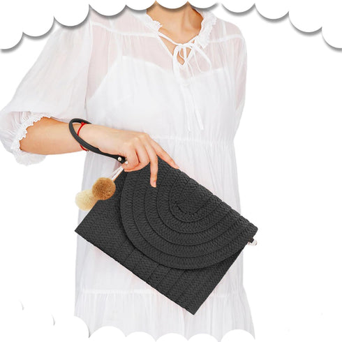 Crossbody Bags for Women, Straw Clutch Purses, Bohemian Handmade Woven Envelope Package...