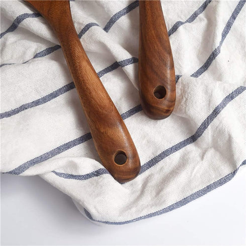 Wooden Salad Server Set of 2 Acacia Stirring Spoon 10-Inch Wooden Utensils for Serving Salad...