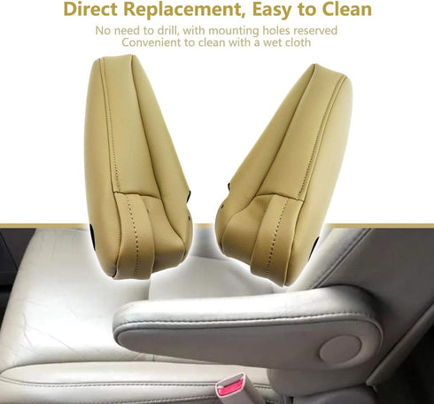 YouVbeen 2Pcs Seat Armrest Leather Cover Fit for Lexus RX300 RX330 RX350 Sport Utility 4-Door 3.0L 2003-2009, Beige Microfiber Synthethic Leather ...