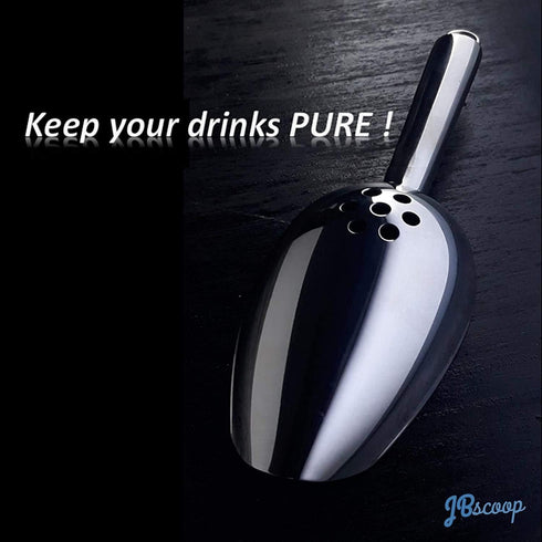 Ice Scoop with Holes. Stainless Steel Ice Scoop with Drain Holes to Reduce Unwanted Dilution. Heavy Duty and Dishwasher Safe. Six Ounce Capacity....
