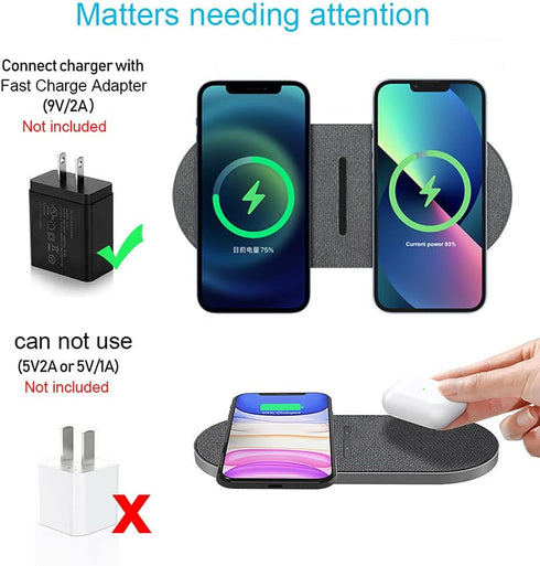 Dual 20W Wireless Charger for Multiple Devices, 40W Fast Wireless Charging Pad/Mat for Apple iPhone, AirPods, for Samsung Galaxy, Google Pixel......