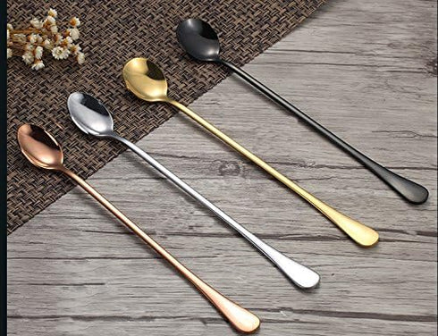 Long Handle Spoon 9.5 Inch Iced Cream Spoons Tea Spoon Coffee Stirrers Ice Spoon Stainless Steel Cocktail Stirring Spoons Dessert Milkshake Teaspo...