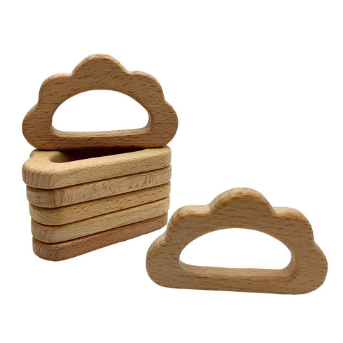 5pcs Natural Wood Cloud Shape Teether Toys DIY Teething Necklace Cute Animal Pendant Nursing Soothing Accessories (Cloud 5pcs)...