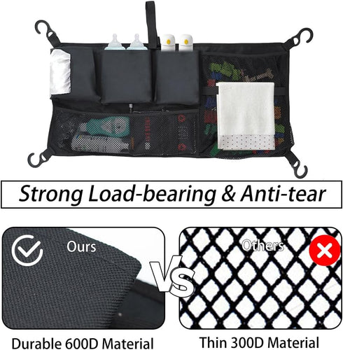 Stroller Wagon Cargo Net, Abnaok Wagon Accessories Organizer Compatible with WONDERFOLD W-Series Models, Large Capacity Mesh Cargo Storage Bag wit...