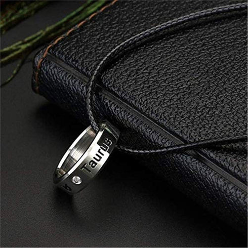 12 Constellations Horoscope Gemini Necklace Pendant Rhinestone Stainless Steel Zodiac Sign Tag Ring Statement Necklace Choker for Women Girls(Gemi...