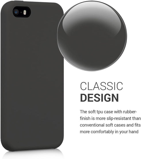 kwmobile Case Compatible with Apple iPhone SE (1.Gen 2016) / iPhone 5 / iPhone 5S Case - TPU Silicone Phone Cover with Soft Finish - Black Matte...