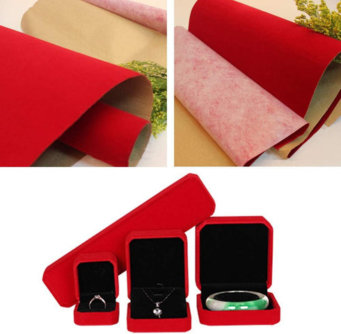 2PCS Self Adhesive Sheets, DIY Peel & Stick Felt for Drawer & Jewelry Box Liner, Solid Color Felt Wallpaper (14.6" x 39.4", Red)...
