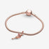 Rose Flower Dangle Charms 14K Rose Gold Plated Pendant for Bracelets...