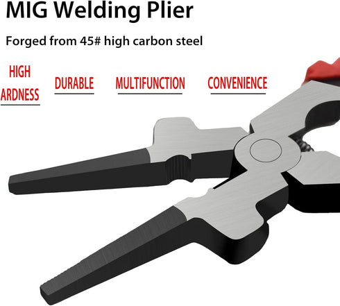 8" Welding Pliers, Multifunction Carbon Steel MIG Welding Pliers with Insulated Handle, Long Nose Pliers Wire Cutting Pliers...