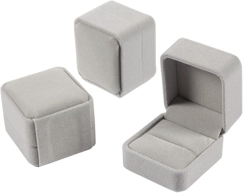 Juvale 6-Pack Velvet Ring Boxes Bulk - Grey, 2.5 x 1.7 x 2 in - Individual Ring Holder for Jewelry Gift, Wedding & Engagement - Soft Interior Lini...