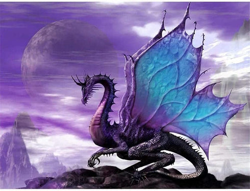 ARAZADR Cross Stitch Kits-Dragon, Stamped Cross Stitch Kits for Adults Beginners,Full Purple Sky Cross-Stitch Printed Kits Needle Crafts 11CT 3Str...